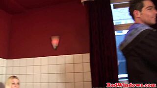Why does this blond Amsterdam hooker take a tourist's cumshot so eagerly?