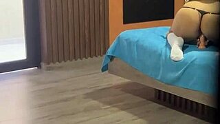 perverted stepdad spies stepdaughter fingering asshole after school then jerks off behind her back