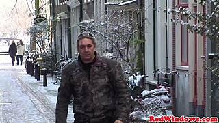 Why does this blond Amsterdam hooker take a tourist's cumshot so eagerly?