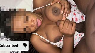 colombian black babe with big ass and tits gulps cum like whore