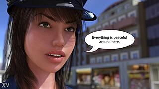 emma struts sexy ass in public police game
