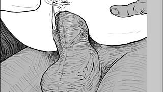 Speed Drawing Reveals Hot FFM Threesome with Ass Licking and Pussy Play
