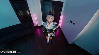 Asian Silver Wolf deep sucks monster cock and bangs hard in VR Honkai cosplay