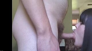 gorgeous amateur milf drops to knees and deepthroats my throbbing monster cock hungrily