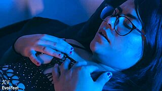 Choking on Daddy's Cock While Latina Licks My Toes in BDSM Threesome