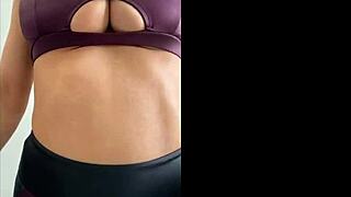 Young amateur fitness girl mvivien works out in tight clothes