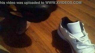size 13 sneaker fetish homemade foot play with black babe