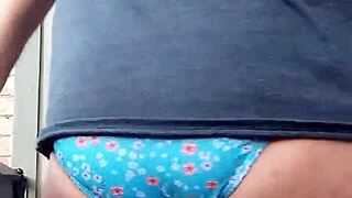 Wife's Tight Panties Strain Over Bulging Hard Cock