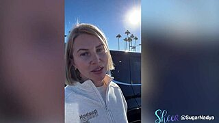 Red BDSM Room Features Petite Blonde Sugarnadya in Lingerie Legs Spread Dirty Talk During Tucson Road Trip Dance