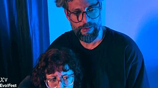 Choking on Daddy's Cock While Latina Licks My Toes in BDSM Threesome