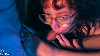 Choking on Daddy's Cock While Latina Licks My Toes in BDSM Threesome