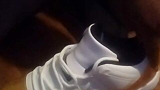 size 13 sneaker fetish homemade foot play with black babe