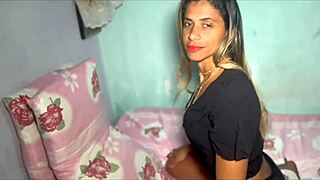 Chubby Brazilian wife screams riding pierced fat belly cock