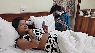 Indian housewife's juicy hairy pussy gets licked missionary then fucked doggystyle creampie as she screams begging cum inside wet tight hole