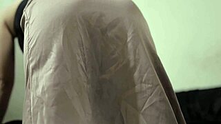 indonesian girl in satin skirt no panties gets creampied inside