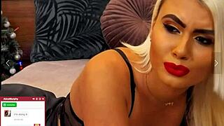 blonde mommy whore moans loud fingering shaved pussy for webcam cash!