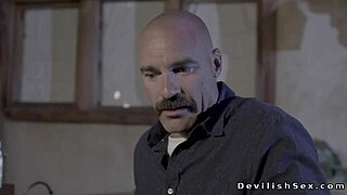 Bald Husband Pounds Busty Wife's Shaved Pussy with Monster Cock in Hardcore Bang
