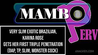Whoa, slim Karina Rose takes triple anal DAP with monster cocks! 🍆🍑🔥