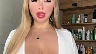 Wow, this milf's huge natural saggy tits beg for attention!