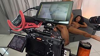 BACKSTAGE WITH BRAZILIAN LATINA FOOT FETISH WHORE AND MONSTER COCK