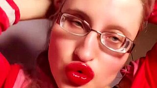 PERFECT RED LIP GLOSS LIPSTICK FINDOM JERK OFF