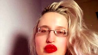 PERFECT RED LIP GLOSS LIPSTICK FINDOM JERK OFF