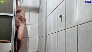 Caught sister-in-law showering, now pounding her wet shaved pussy