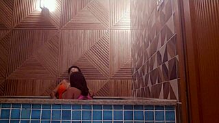 i can't stop watching this tanned brazilian gostosa kissing and dancing by the pool before huge cock surprise from will mastro and melissa pitanga