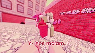 Roblox slut bent over big ass tits three-way creampie cuckold game~