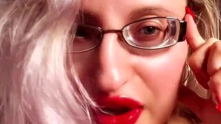 PERFECT RED LIP GLOSS LIPSTICK FINDOM JERK OFF