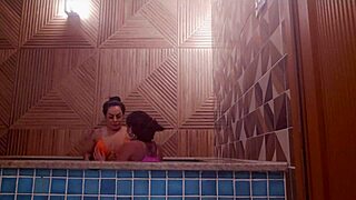 i can't stop watching this tanned brazilian gostosa kissing and dancing by the pool before huge cock surprise from will mastro and melissa pitanga