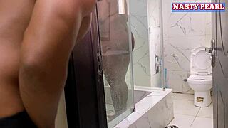 i watched that ebony housewife shower then her husband's friend creampied her wet pussy