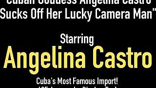 Huge Jugged Angelina Castro Sucks Lucky Cameraman's Cock Cumshot