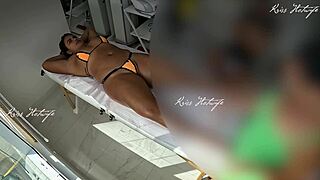 Here's my micro bikini massage shoved right in pussy