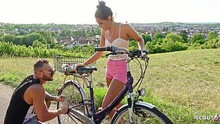 Skinny German Latina Teen Christy Ley Risks Outdoor Stranger Fuck