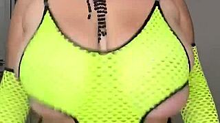 Stepmom's HUGE natural tits shake wildly as she begs to fuck on the bed!