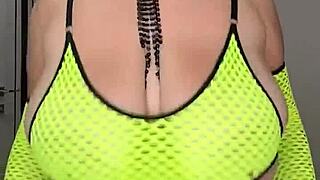 Stepmom's HUGE natural tits shake wildly as she begs to fuck on the bed!