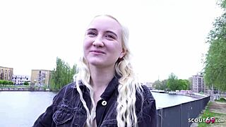 German Scout Skinny Blonde Teen Daruma Rai Picked Up for Casting Fuck in Berlin Public