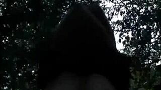 Bound french milf slave humiliated outdoors with toys!