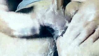 imagine catching this naked stud soaping up his huge cock in the steamy shower