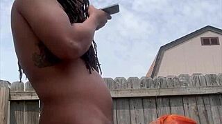getting my ebony pussy wrecked by bbc outside rough doggystyle creampie