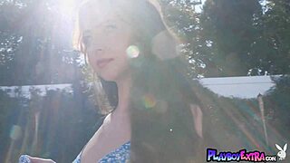 skinny brunette teen lauryn wolfe strips nude outdoors in ripped lingerie