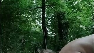 Bound french milf slave humiliated outdoors with toys!