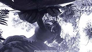 bluee throats huge cock outdoors till facial blast