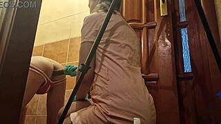 Anastasia Mistress Pegs Slave Sasha Earth with Strapon Anal in Amateur Toilet Domination