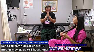 Dr Tampa Performs Relaxation Gynecology Exam On Selena Sativa's Shaved Pussy