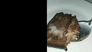 guy eats bolo covered in thick sticky cum from blowbang bukkake