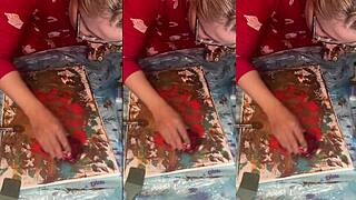 Watch her long nails and big eyeglasses tease in fetish ASMR acrylic art bloom mist session!