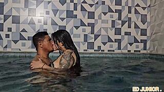 Colombiana antonella interrupts filming to fuck wildly in the pool?