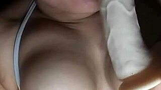 oh damn im this cock hungry young slut suckin slobberin dildo while big juicy tits n nipples jiggle slo mo